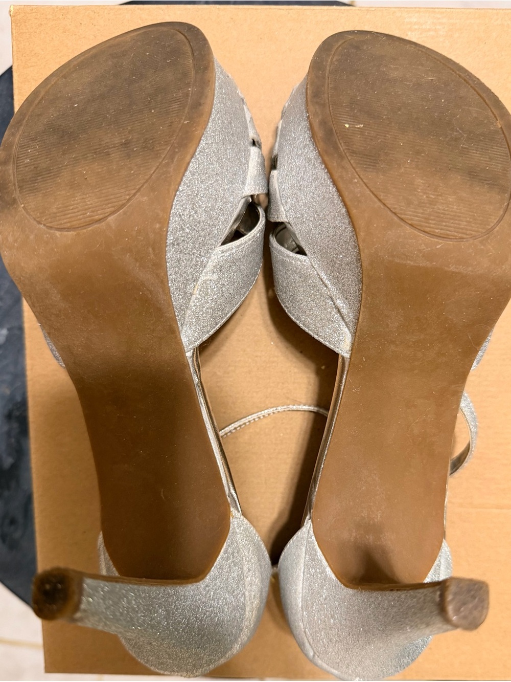 Rampage Silver Glitter Platform Strappy Heels - Picture 8 of 8